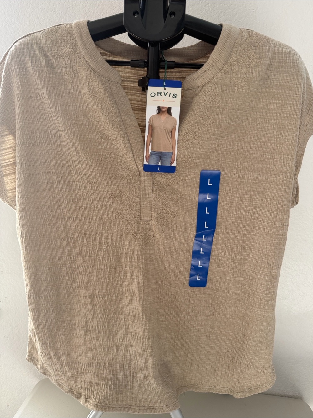 Orvis Men’s Short-Sleeve Henley in Tan